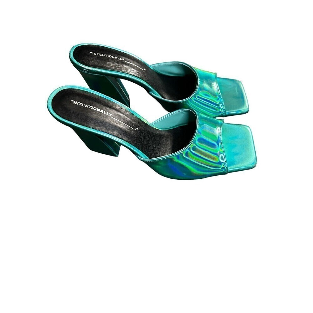 INTENTIONALLY BLANK x REVOLVE Metallic Jackson Mule in Teal Size 41. US 10 - Picture 2 of 12